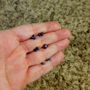 Purple stone stud earrings